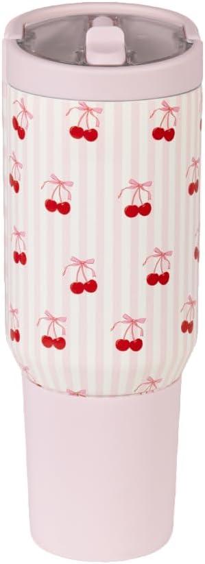 imageHydroJug Sport  Stainless Steel Tumbler with Straw Vacuum Insulated 32oz Leakproof Water Bottle Ergonomic Design Reusable Dishwasher Safe Rubber Base Durable for Gym or Outdoors BlackSweet Cherry