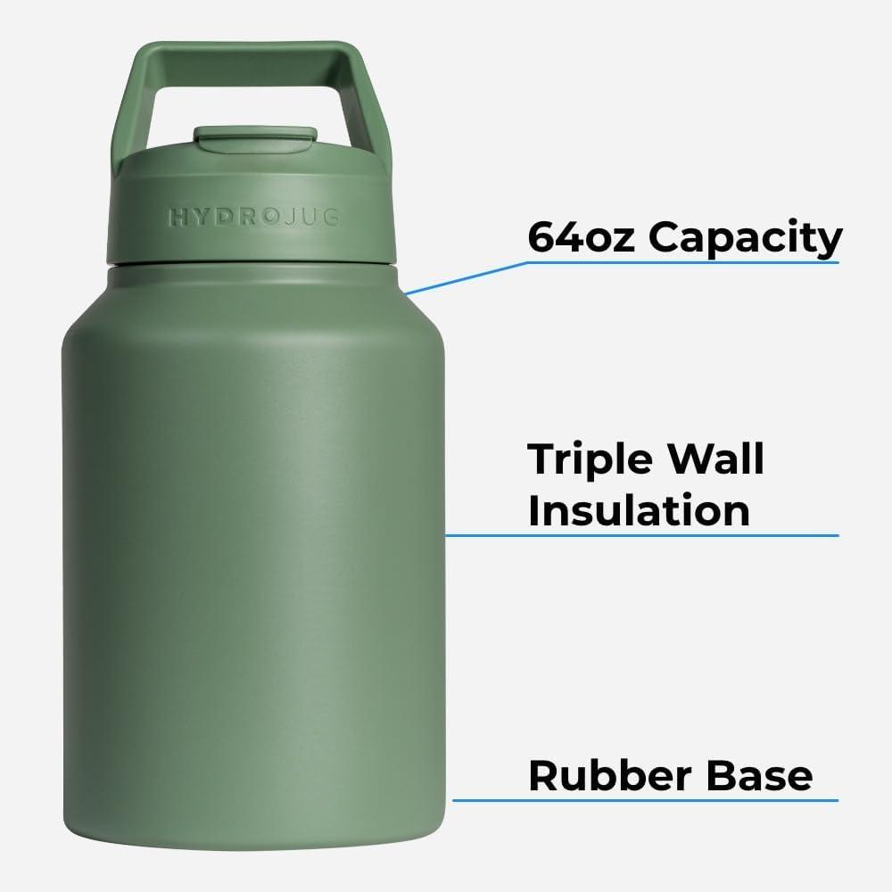 imageHydroJug Sport  Stainless Steel Tumbler with Straw Vacuum Insulated 64oz Leakproof Water Bottle Ergonomic Design Reusable Dishwasher Safe Rubber Base Durable for Gym or Outdoors Light BlueLight Blue