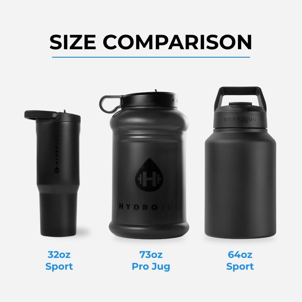imageHydroJug Sport  Stainless Steel Tumbler with Straw Vacuum Insulated 64oz Leakproof Water Bottle Ergonomic Design Reusable Dishwasher Safe Rubber Base Durable for Gym or Outdoors Light BlueLight Blue