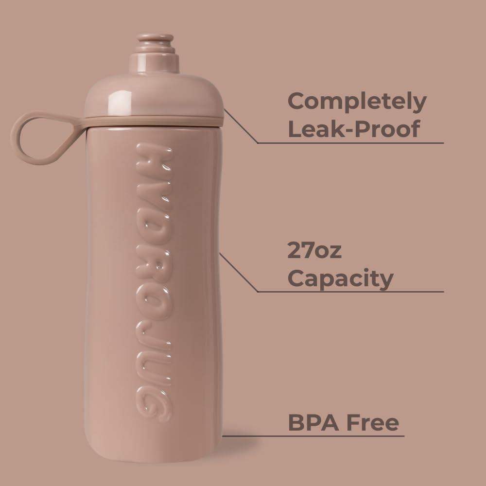 imageHydroJug Squeeze  27oz Water Bottles Sports Water Bottle with Push Cap Quick ampamp Easy Hydration Gym Water Bottles Easy Squeeze Bottle MauveMauve