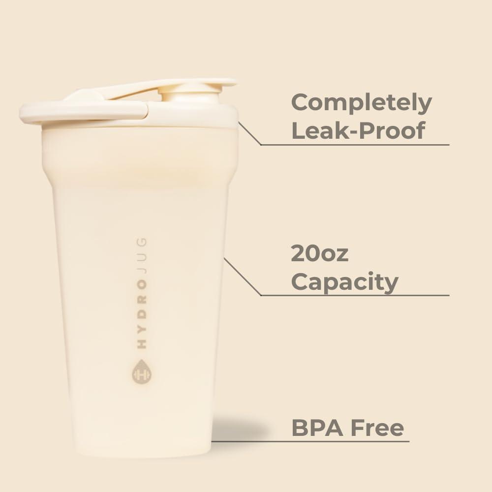 imageHydrojug 20 oz Noiseless Shaker Bottle  100 Leakproof Shaker Cup for Protein Mixes PreWorkout ampamp Supplement Shakes  Durable Easy Clean Design CreamCream