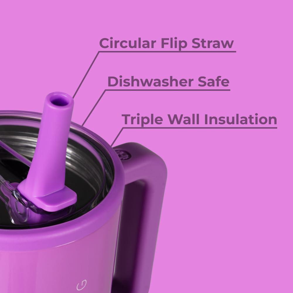 imageHydroJug Traveler  32 oz Water Bottle with Handle ampamp Flip Straw  Fits in Cup Holder Leak Resistant TumblerReusable Insulated Stainless Steel ampamp Rubber Base  Gifts for Women ampamp Men BlackPulse