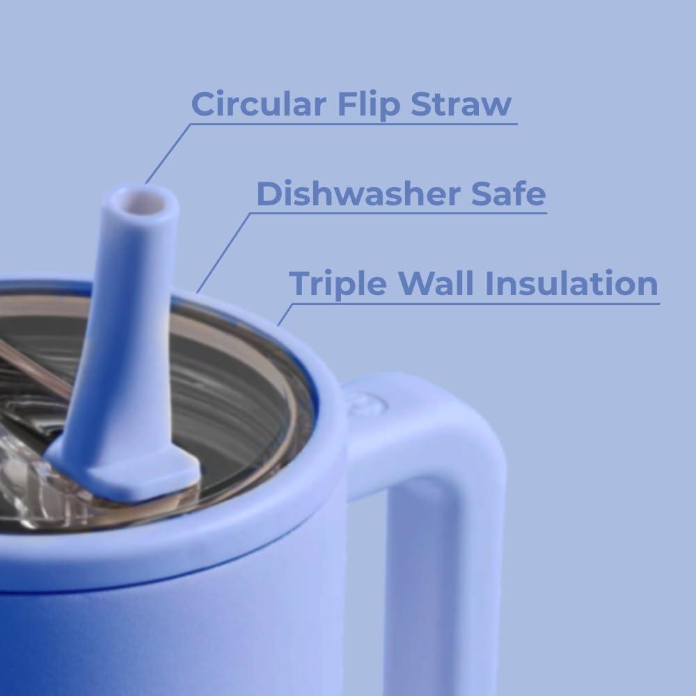imageHydroJug Traveler  32 oz Water Bottle with Handle ampamp Flip Straw  Fits in Cup Holder Leak Resistant TumblerReusable Insulated Stainless Steel ampamp Rubber Base  Gifts for Women ampamp Men BlackLight Blue