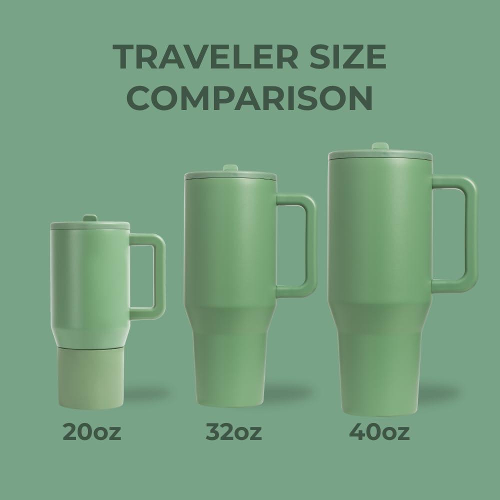 imageHydroJug Traveler  32 oz Water Bottle with Handle ampamp Flip Straw  Fits in Cup Holder Leak Resistant TumblerReusable Insulated Stainless Steel ampamp Rubber Base  Gifts for Women ampamp Men BlackSage