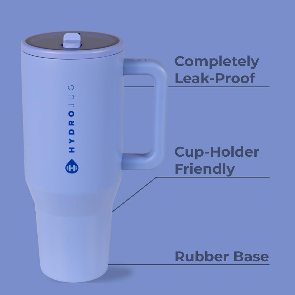 imageHydroJug Traveler  32 oz Water Bottle with Handle ampamp Flip Straw  Fits in Cup Holder Leak Resistant TumblerReusable Insulated Stainless Steel ampamp Rubber Base  Gifts for Women ampamp Men BlackPeri