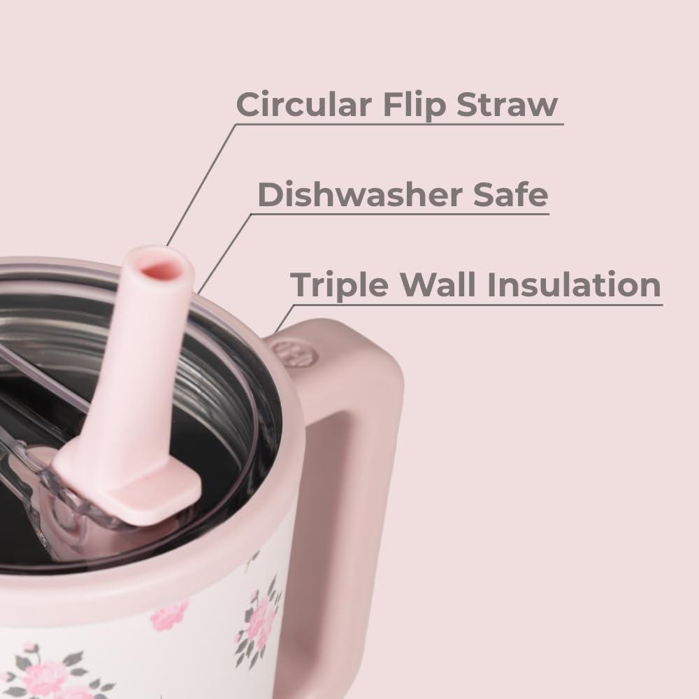 imageHydroJug Traveler  32 oz Water Bottle with Handle ampamp Flip Straw  Fits in Cup Holder Leak Resistant TumblerReusable Insulated Stainless Steel ampamp Rubber Base  Gifts for Women ampamp Men BlackWildrose