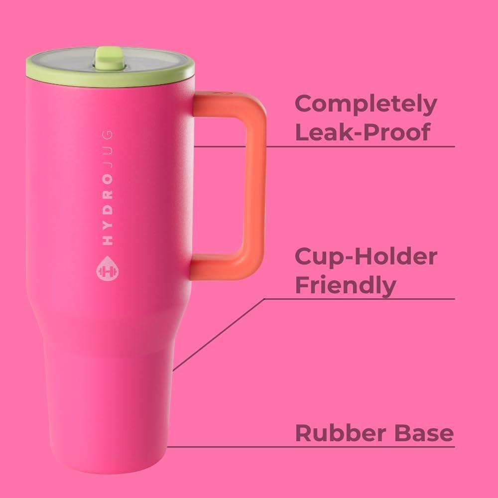 imageHydroJug Traveler  32 oz Water Bottle with Handle ampamp Flip Straw  Fits in Cup Holder Leak Resistant TumblerReusable Insulated Stainless Steel ampamp Rubber Base  Gifts for Women ampamp Men BlackOrchid