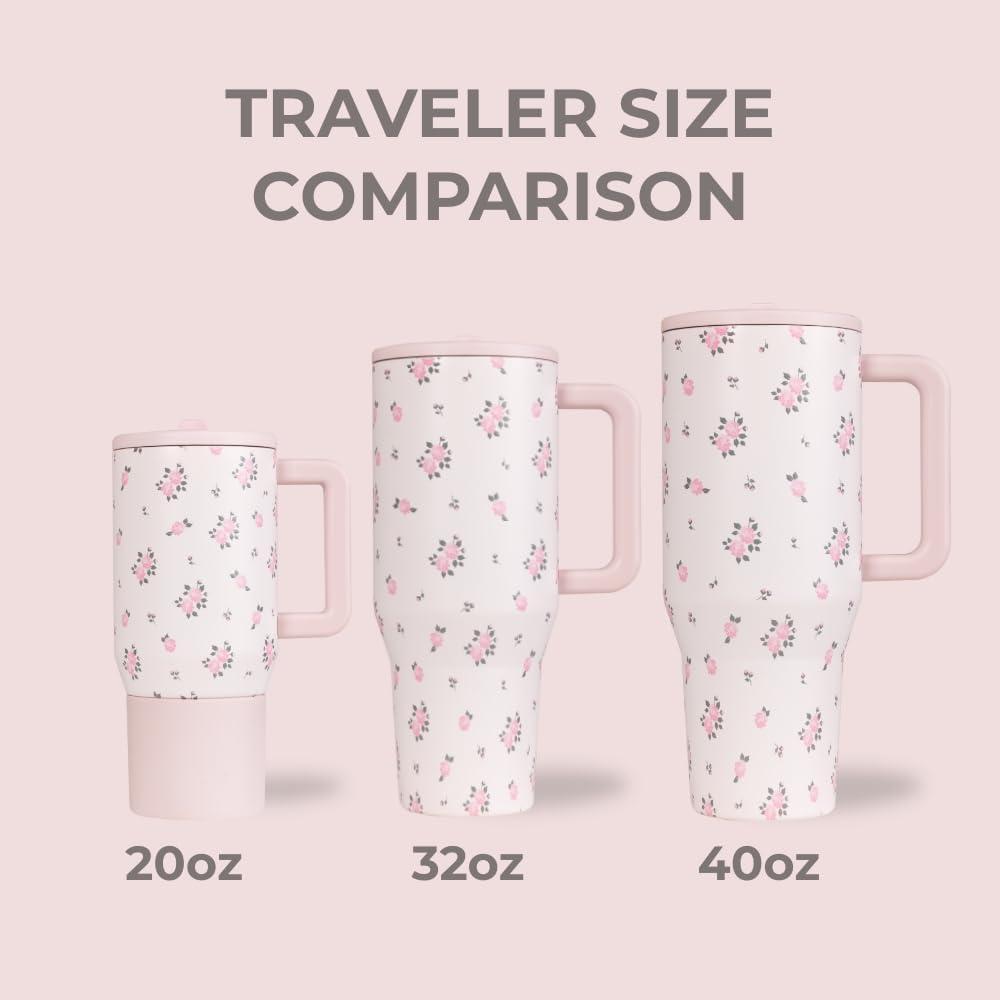 imageHydroJug Traveler  32 oz Water Bottle with Handle ampamp Flip Straw  Fits in Cup Holder Leak Resistant TumblerReusable Insulated Stainless Steel ampamp Rubber Base  Gifts for Women ampamp Men BlackWildrose