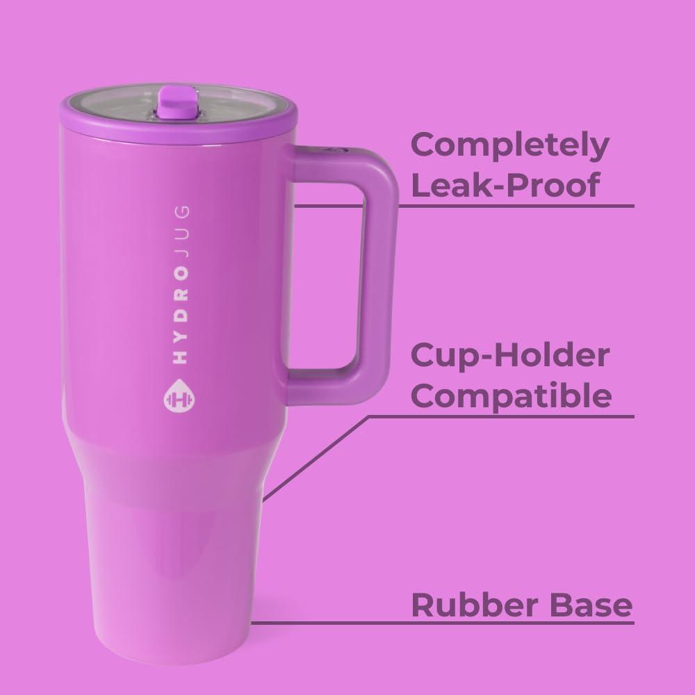 imageHydroJug Traveler  32 oz Water Bottle with Handle ampamp Flip Straw  Fits in Cup Holder Leak Resistant TumblerReusable Insulated Stainless Steel ampamp Rubber Base  Gifts for Women ampamp Men BlackPulse