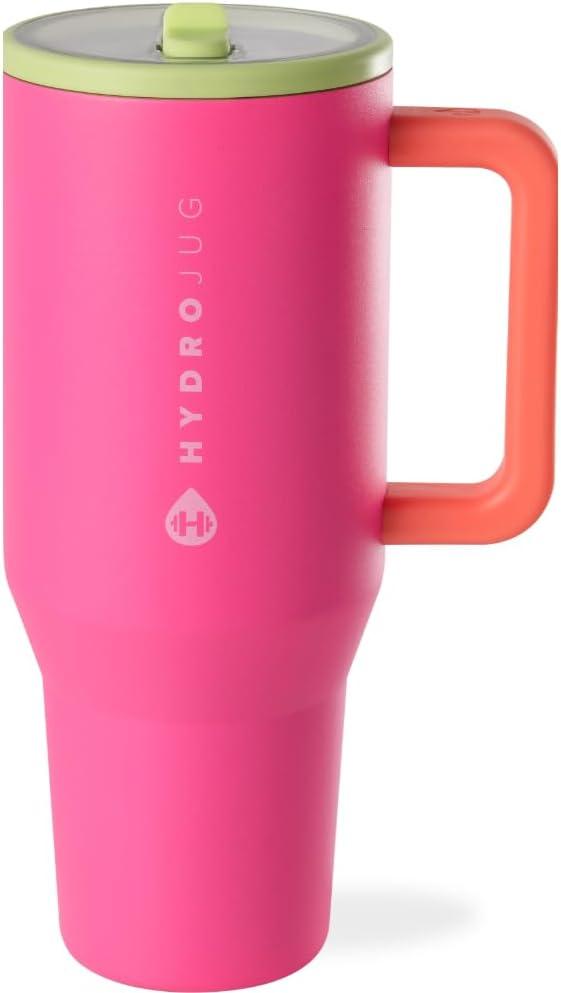 imageHydroJug Traveler  32 oz Water Bottle with Handle ampamp Flip Straw  Fits in Cup Holder Leak Resistant TumblerReusable Insulated Stainless Steel ampamp Rubber Base  Gifts for Women ampamp Men BlackOrchid
