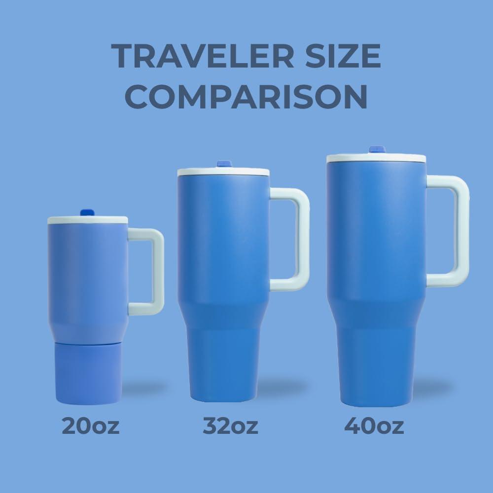 imageHydroJug Traveler  32 oz Water Bottle with Handle ampamp Flip Straw  Fits in Cup Holder Leak Resistant TumblerReusable Insulated Stainless Steel ampamp Rubber Base  Gifts for Women ampamp Men BlackRiptide