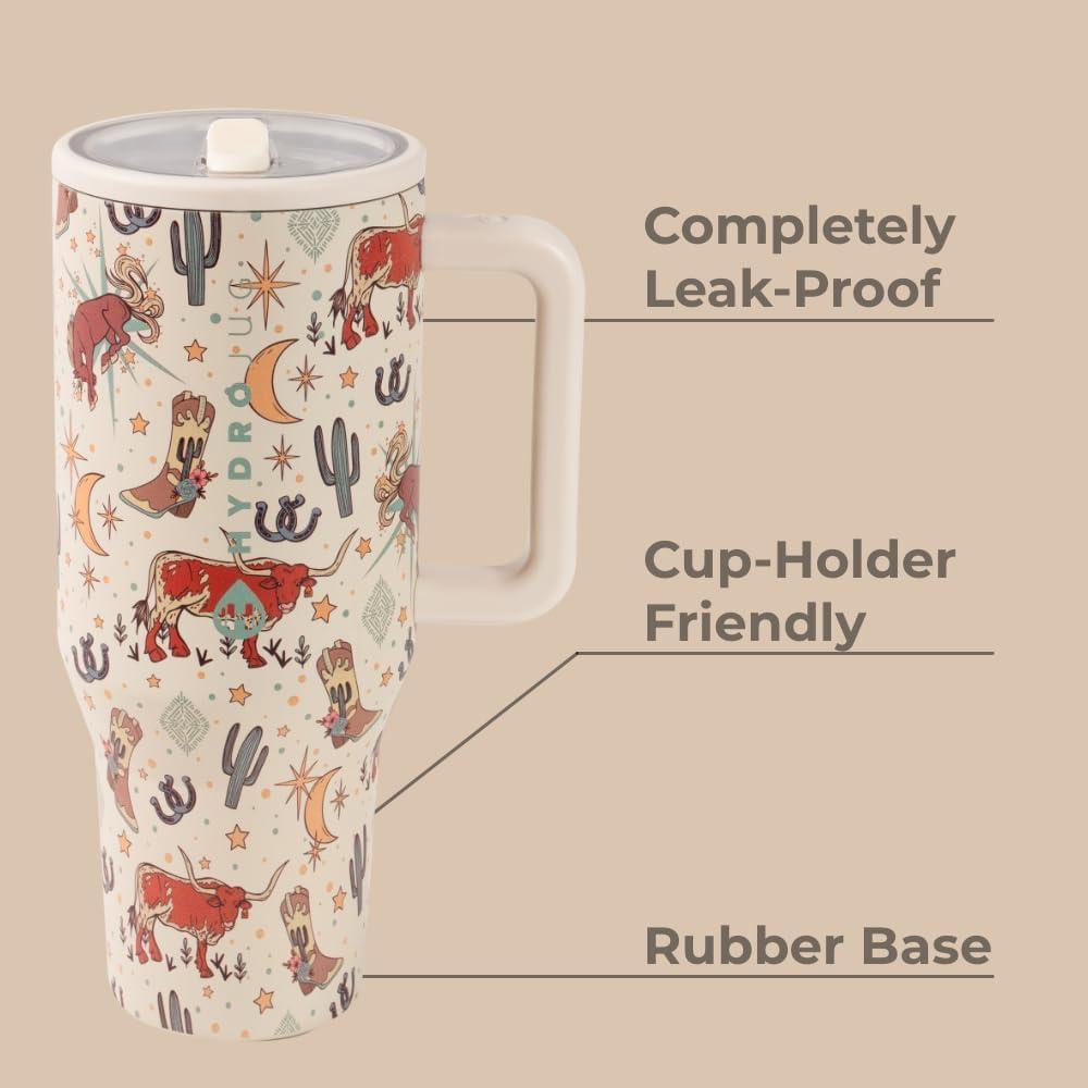 imageHydroJug Traveler  32 oz Water Bottle with Handle ampamp Flip Straw  Fits in Cup Holder Leak Resistant TumblerReusable Insulated Stainless Steel ampamp Rubber Base  Gifts for Women ampamp Men BlackRodeo