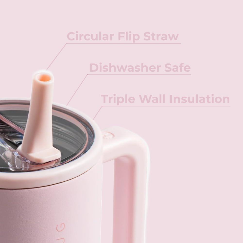 imageHydroJug Traveler  32 oz Water Bottle with Handle ampamp Flip Straw  Fits in Cup Holder Leak Resistant TumblerReusable Insulated Stainless Steel ampamp Rubber Base  Gifts for Women ampamp Men BlackPink Sand