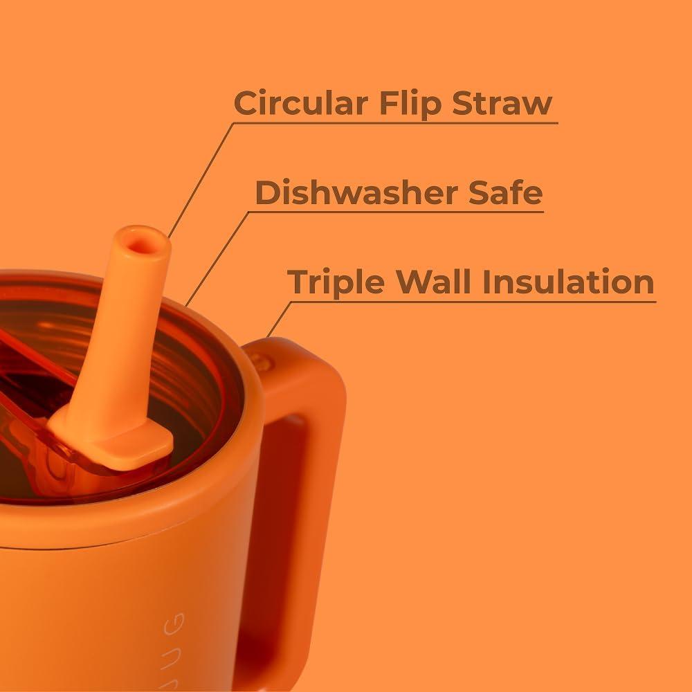 imageHydroJug Traveler  32 oz Water Bottle with Handle ampamp Flip Straw  Fits in Cup Holder Leak Resistant TumblerReusable Insulated Stainless Steel ampamp Rubber Base  Gifts for Women ampamp Men BlackTangerine