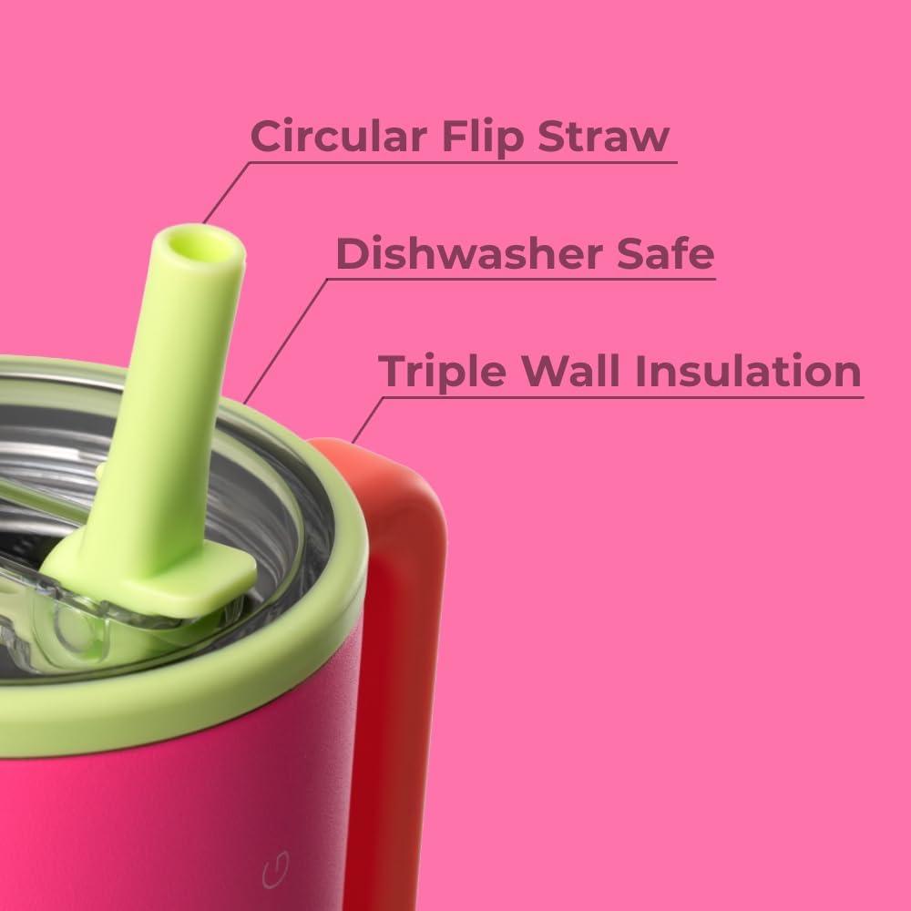imageHydroJug Traveler  32 oz Water Bottle with Handle ampamp Flip Straw  Fits in Cup Holder Leak Resistant TumblerReusable Insulated Stainless Steel ampamp Rubber Base  Gifts for Women ampamp Men BlackOrchid