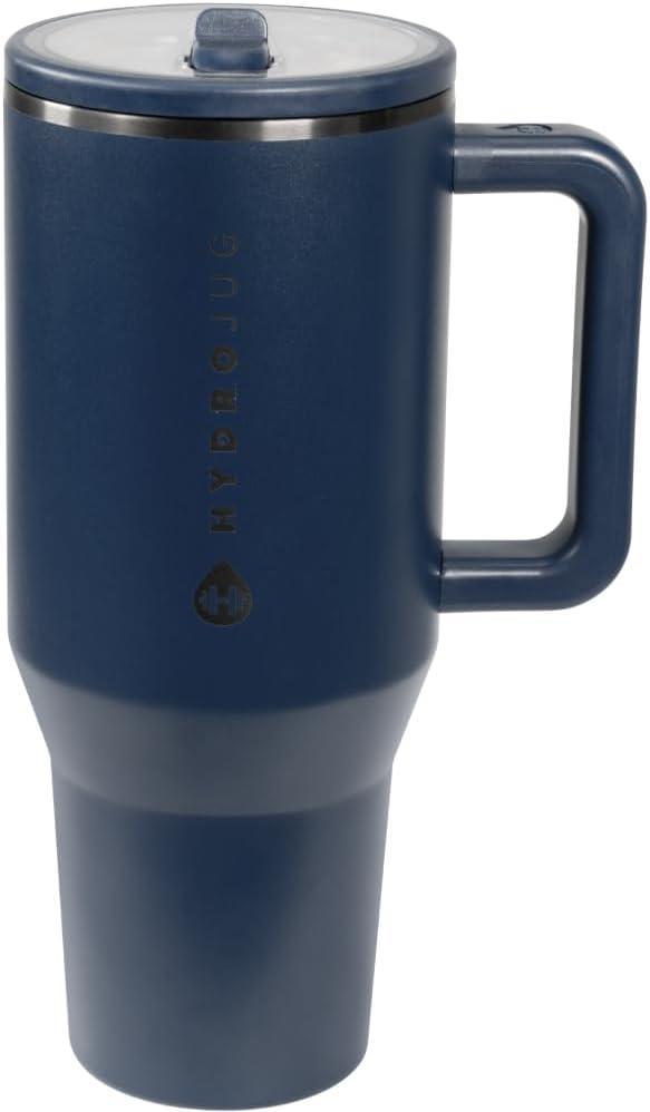 imageHydroJug Traveler  32 oz Water Bottle with Handle ampamp Flip Straw  Fits in Cup Holder Leak Resistant TumblerReusable Insulated Stainless Steel ampamp Rubber Base  Gifts for Women ampamp Men BlackMidnight