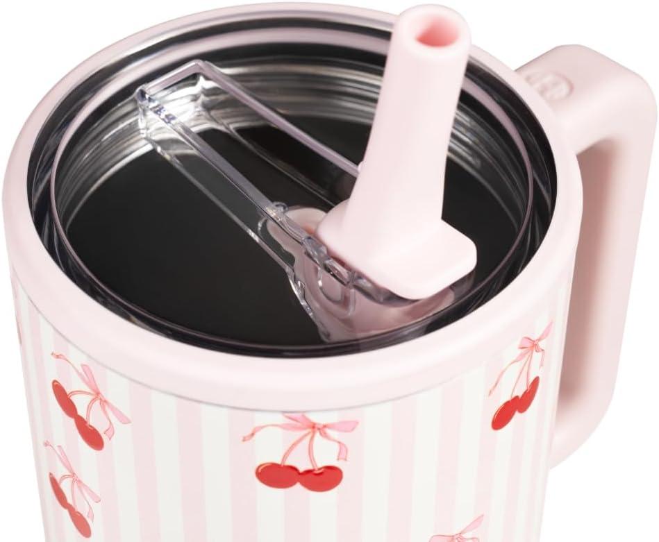 imageHydroJug Traveler  32 oz Water Bottle with Handle ampamp Flip Straw  Fits in Cup Holder Leak Resistant TumblerReusable Insulated Stainless Steel ampamp Rubber Base  Gifts for Women ampamp Men BlackSweet Cherry