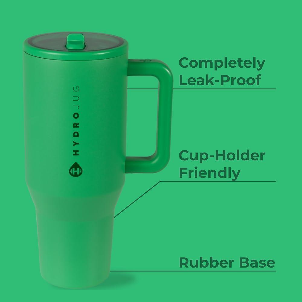 imageHydroJug Traveler  32 oz Water Bottle with Handle ampamp Flip Straw  Fits in Cup Holder Leak Resistant TumblerReusable Insulated Stainless Steel ampamp Rubber Base  Gifts for Women ampamp Men BlackClover