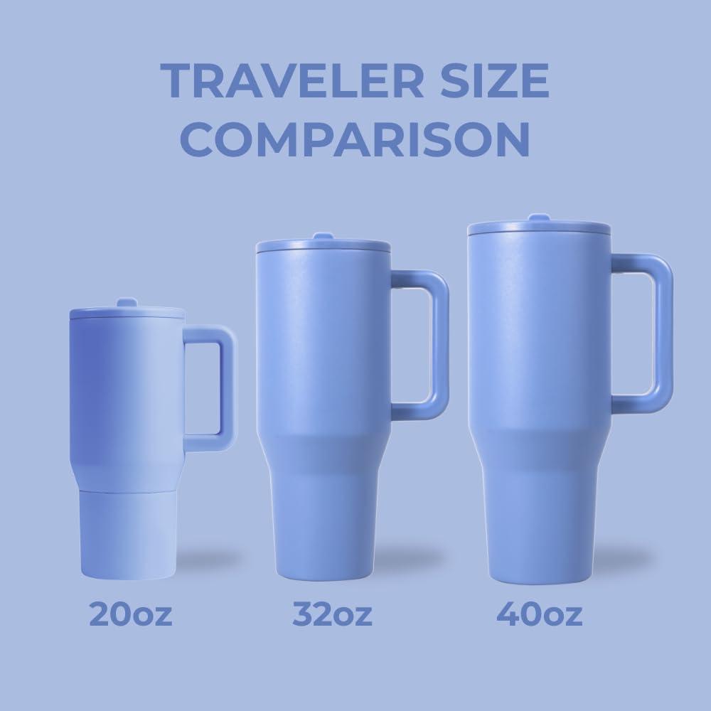 imageHydroJug Traveler  40 oz Water Bottle with Handle ampamp Flip Straw  Fits in Cup Holder Leak Resistant TumblerReusable Insulated Stainless Steel ampamp Rubber Base  Gifts for Women ampamp Men BlackLight Blue
