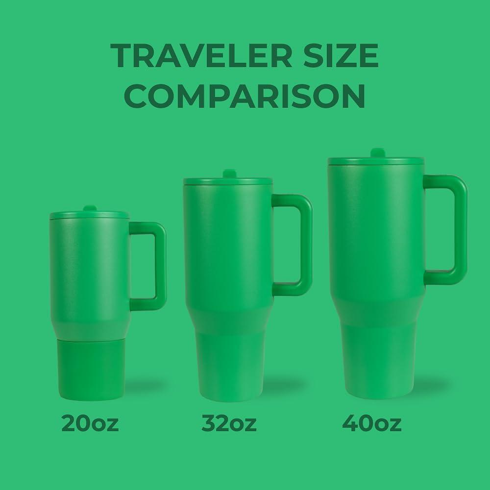 imageHydroJug Traveler  40 oz Water Bottle with Handle ampamp Flip Straw  Fits in Cup Holder Leak Resistant TumblerReusable Insulated Stainless Steel ampamp Rubber Base  Gifts for Women ampamp Men BlackClover