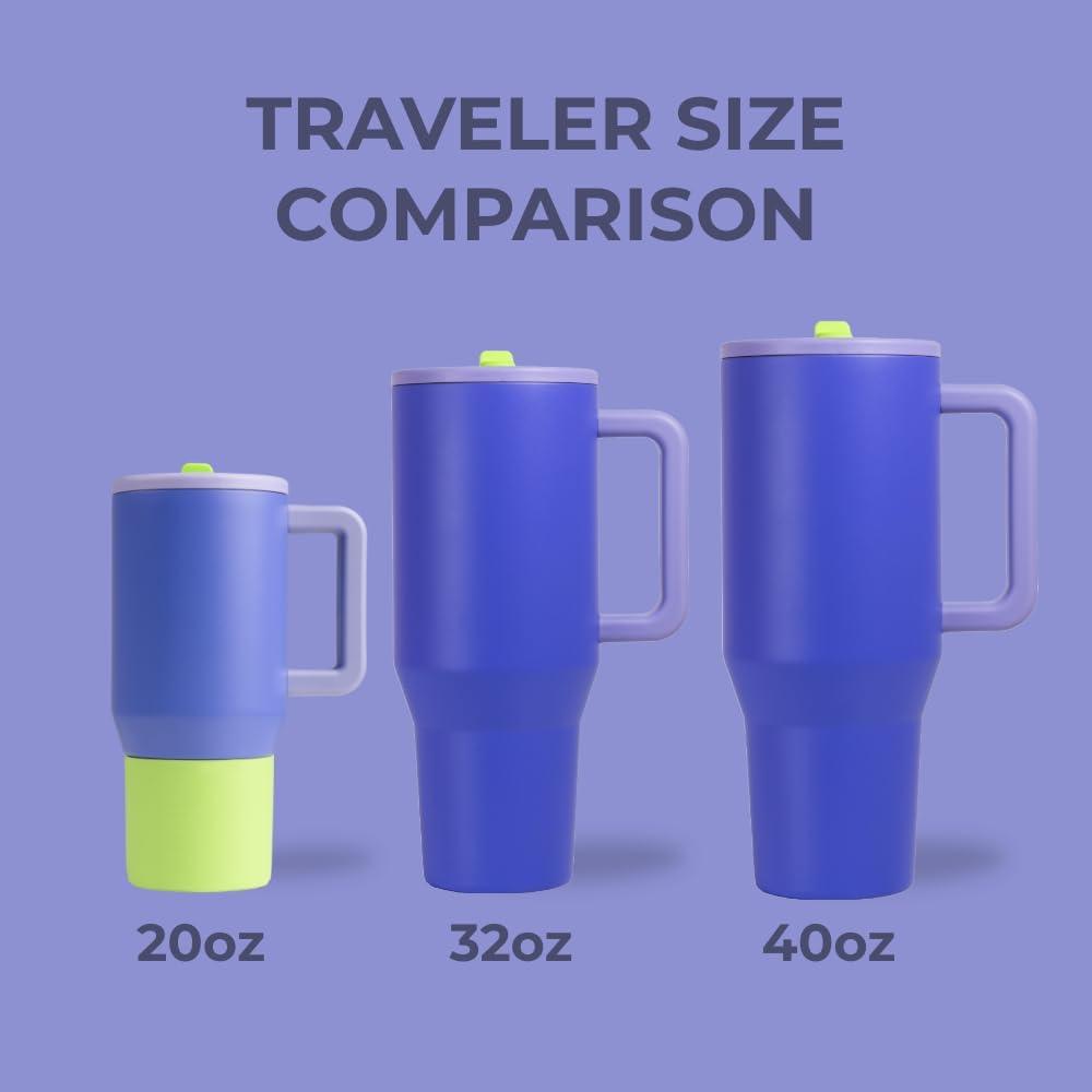 imageHydroJug Traveler  40 oz Water Bottle with Handle ampamp Flip Straw  Fits in Cup Holder Leak Resistant TumblerReusable Insulated Stainless Steel ampamp Rubber Base  Gifts for Women ampamp Men BlackLime Rickey