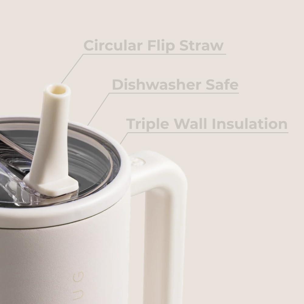 imageHydroJug Traveler  40 oz Water Bottle with Handle ampamp Flip Straw  Fits in Cup Holder Leak Resistant TumblerReusable Insulated Stainless Steel ampamp Rubber Base  Gifts for Women ampamp Men BlackCream