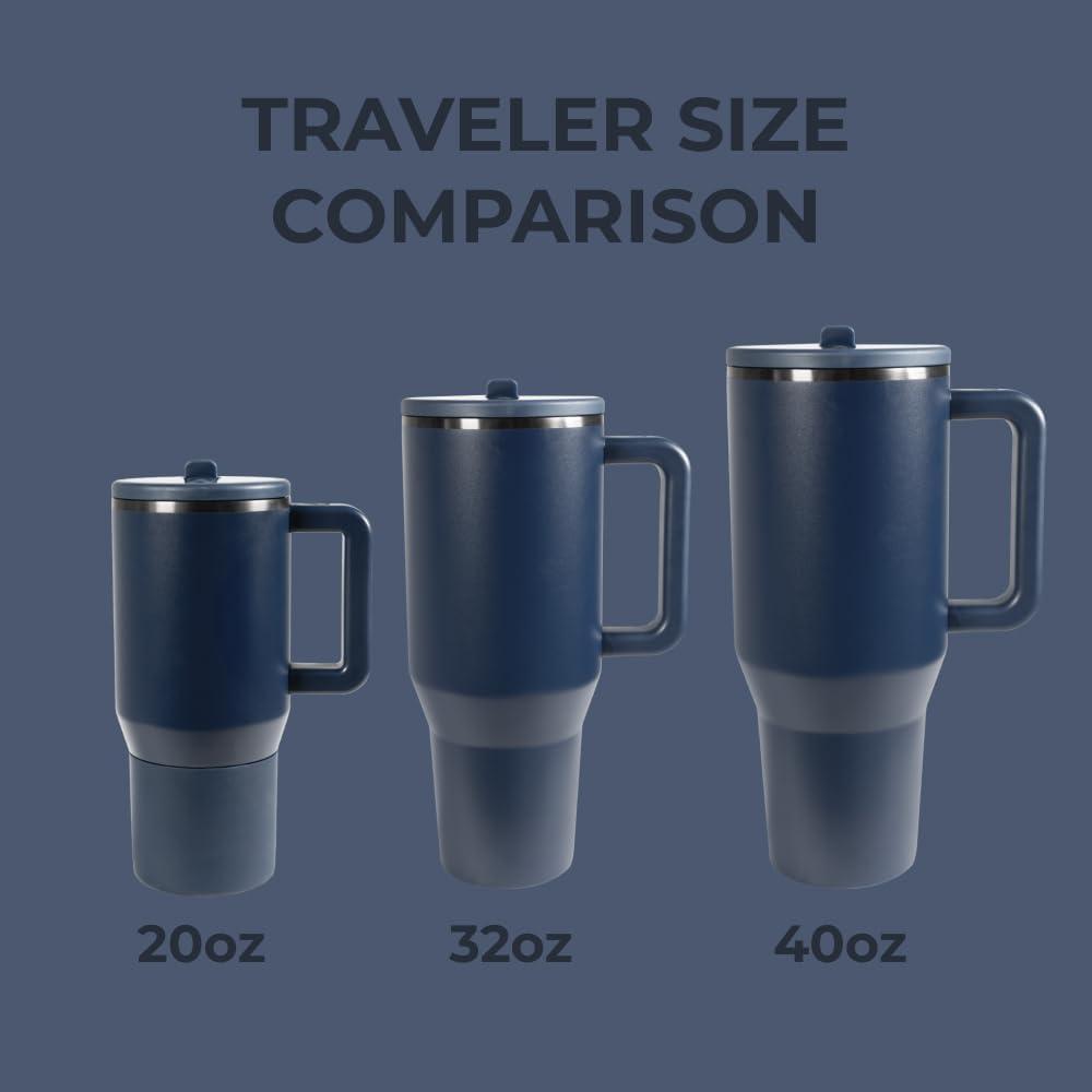 imageHydroJug Traveler  40 oz Water Bottle with Handle ampamp Flip Straw  Fits in Cup Holder Leak Resistant TumblerReusable Insulated Stainless Steel ampamp Rubber Base  Gifts for Women ampamp Men BlackMidnight