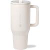 imageHydroJug Traveler  32 oz Water Bottle with Handle ampamp Flip Straw  Fits in Cup Holder Leak Resistant TumblerReusable Insulated Stainless Steel ampamp Rubber Base  Gifts for Women ampamp Men BlackCream