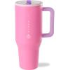 imageHydroJug Traveler  32 oz Water Bottle with Handle ampamp Flip Straw  Fits in Cup Holder Leak Resistant TumblerReusable Insulated Stainless Steel ampamp Rubber Base  Gifts for Women ampamp Men BlackPink Sugar