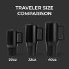 imageHydroJug Traveler  32 oz Water Bottle with Handle ampamp Flip Straw  Fits in Cup Holder Leak Resistant TumblerReusable Insulated Stainless Steel ampamp Rubber Base  Gifts for Women ampamp Men BlackBlack