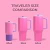 imageHydroJug Traveler  32 oz Water Bottle with Handle ampamp Flip Straw  Fits in Cup Holder Leak Resistant TumblerReusable Insulated Stainless Steel ampamp Rubber Base  Gifts for Women ampamp Men BlackPink Sugar