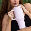 imageHydroJug Traveler  32 oz Water Bottle with Handle ampamp Flip Straw  Fits in Cup Holder Leak Resistant TumblerReusable Insulated Stainless Steel ampamp Rubber Base  Gifts for Women ampamp Men BlackPink Sand