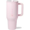 imageHydroJug Traveler  32 oz Water Bottle with Handle ampamp Flip Straw  Fits in Cup Holder Leak Resistant TumblerReusable Insulated Stainless Steel ampamp Rubber Base  Gifts for Women ampamp Men BlackPink Sand