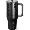 imageHydroJug Traveler  32 oz Water Bottle with Handle ampamp Flip Straw  Fits in Cup Holder Leak Resistant TumblerReusable Insulated Stainless Steel ampamp Rubber Base  Gifts for Women ampamp Men BlackBlack Leopard