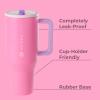 imageHydroJug Traveler  32 oz Water Bottle with Handle ampamp Flip Straw  Fits in Cup Holder Leak Resistant TumblerReusable Insulated Stainless Steel ampamp Rubber Base  Gifts for Women ampamp Men BlackPink Sugar