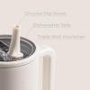 imageHydroJug Traveler  32 oz Water Bottle with Handle ampamp Flip Straw  Fits in Cup Holder Leak Resistant TumblerReusable Insulated Stainless Steel ampamp Rubber Base  Gifts for Women ampamp Men BlackCream