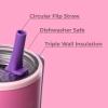 imageHydroJug Traveler  32 oz Water Bottle with Handle ampamp Flip Straw  Fits in Cup Holder Leak Resistant TumblerReusable Insulated Stainless Steel ampamp Rubber Base  Gifts for Women ampamp Men BlackPink Sugar