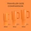 imageHydroJug Traveler  32 oz Water Bottle with Handle ampamp Flip Straw  Fits in Cup Holder Leak Resistant TumblerReusable Insulated Stainless Steel ampamp Rubber Base  Gifts for Women ampamp Men BlackTangerine
