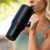 imageHydroJug Traveler  32 oz Water Bottle with Handle ampamp Flip Straw  Fits in Cup Holder Leak Resistant TumblerReusable Insulated Stainless Steel ampamp Rubber Base  Gifts for Women ampamp Men BlackBlack