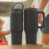 imageHydroJug Traveler  40 oz Water Bottle with Handle ampamp Flip Straw  Fits in Cup Holder Leak Resistant TumblerReusable Insulated Stainless Steel ampamp Rubber Base  Gifts for Women ampamp Men BlackMidnight