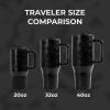 imageHydroJug Traveler  40 oz Water Bottle with Handle ampamp Flip Straw  Fits in Cup Holder Leak Resistant TumblerReusable Insulated Stainless Steel ampamp Rubber Base  Gifts for Women ampamp Men BlackBlack Leopard