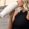 imageHydroJug Traveler  40 oz Water Bottle with Handle ampamp Flip Straw  Fits in Cup Holder Leak Resistant TumblerReusable Insulated Stainless Steel ampamp Rubber Base  Gifts for Women ampamp Men BlackCream