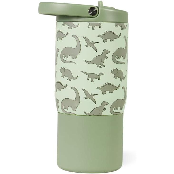 imageHydroJug Kids 14 oz Sport Water Bottle  Stainless Steel Insulated 100 Leakproof With Carry Handle BPAFree  KidFriendly Design  Durable ampamp Dishwasher Safe BowsDinosaur