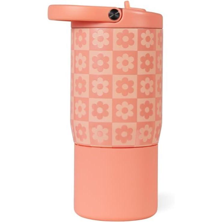 imageHydroJug Kids 14 oz Sport Water Bottle  Stainless Steel Insulated 100 Leakproof With Carry Handle BPAFree  KidFriendly Design  Durable ampamp Dishwasher Safe BowsDaisy Checkers