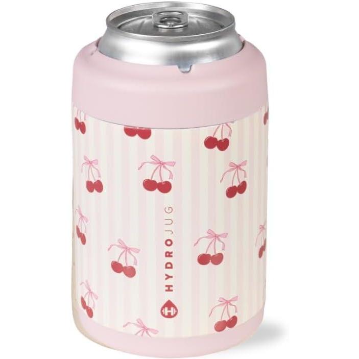 imageHydroJug Standard Can Cooler  2in1 Insulated Can Cooler Cup  Stainless Steel Can Holder with NonSlip Rubber Base  ScrewTop Lid  Dishwasher Safe  12oz SageSweet Cherry