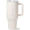 imageHydroJug Traveler  40 oz Water Bottle with Handle ampamp Flip Straw  Fits in Cup Holder Leak Resistant TumblerReusable Insulated Stainless Steel ampamp Rubber Base  Gifts for Women ampamp Men BlackCream