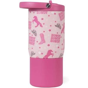 imageHydroJug Kids 14 oz Sport Water Bottle  Stainless Steel Insulated 100 Leakproof With Carry Handle BPAFree  KidFriendly Design  Durable ampamp Dishwasher Safe BowsCowgirl