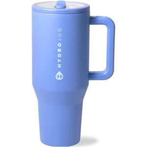 imageHydroJug Traveler  32 oz Water Bottle with Handle ampamp Flip Straw  Fits in Cup Holder Leak Resistant TumblerReusable Insulated Stainless Steel ampamp Rubber Base  Gifts for Women ampamp Men BlackLight Blue