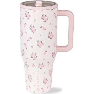 imageHydroJug Traveler  32 oz Water Bottle with Handle ampamp Flip Straw  Fits in Cup Holder Leak Resistant TumblerReusable Insulated Stainless Steel ampamp Rubber Base  Gifts for Women ampamp Men BlackWildrose