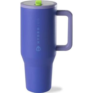 imageHydroJug Traveler  40 oz Water Bottle with Handle ampamp Flip Straw  Fits in Cup Holder Leak Resistant TumblerReusable Insulated Stainless Steel ampamp Rubber Base  Gifts for Women ampamp Men BlackLime Rickey